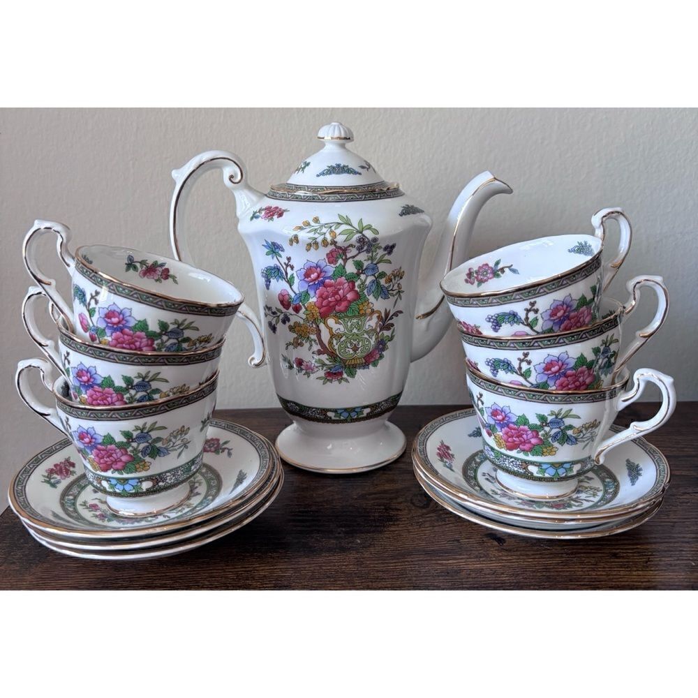 Vintage Paragon Set of Teapot / 6 Cups With Saucers “Tree of Kashmir” / Exellent